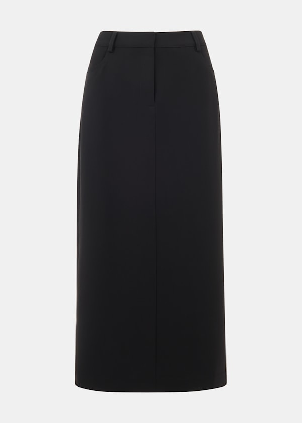 Black Abigail Tailored Midi Skirt